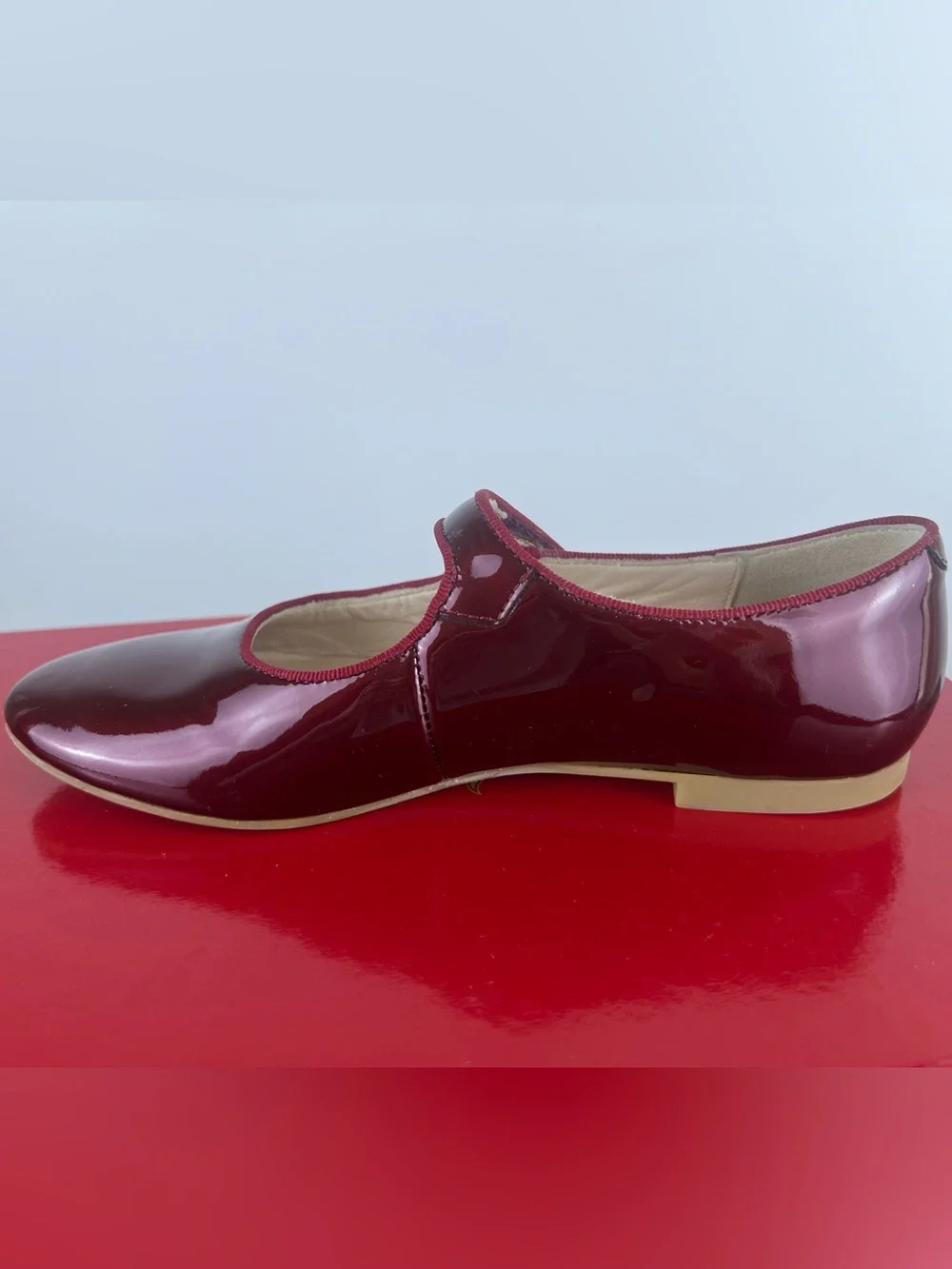 Pom D'Api Daisy Baby Patent Leather Mary Jane Flats/Shoes, Red, 33 US