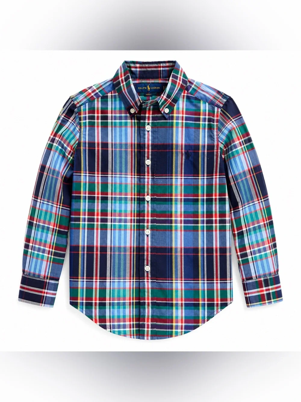 Ralph Lauren Boys 4/4T Multicolor Plaid Natural Stretch Cotton Button Down