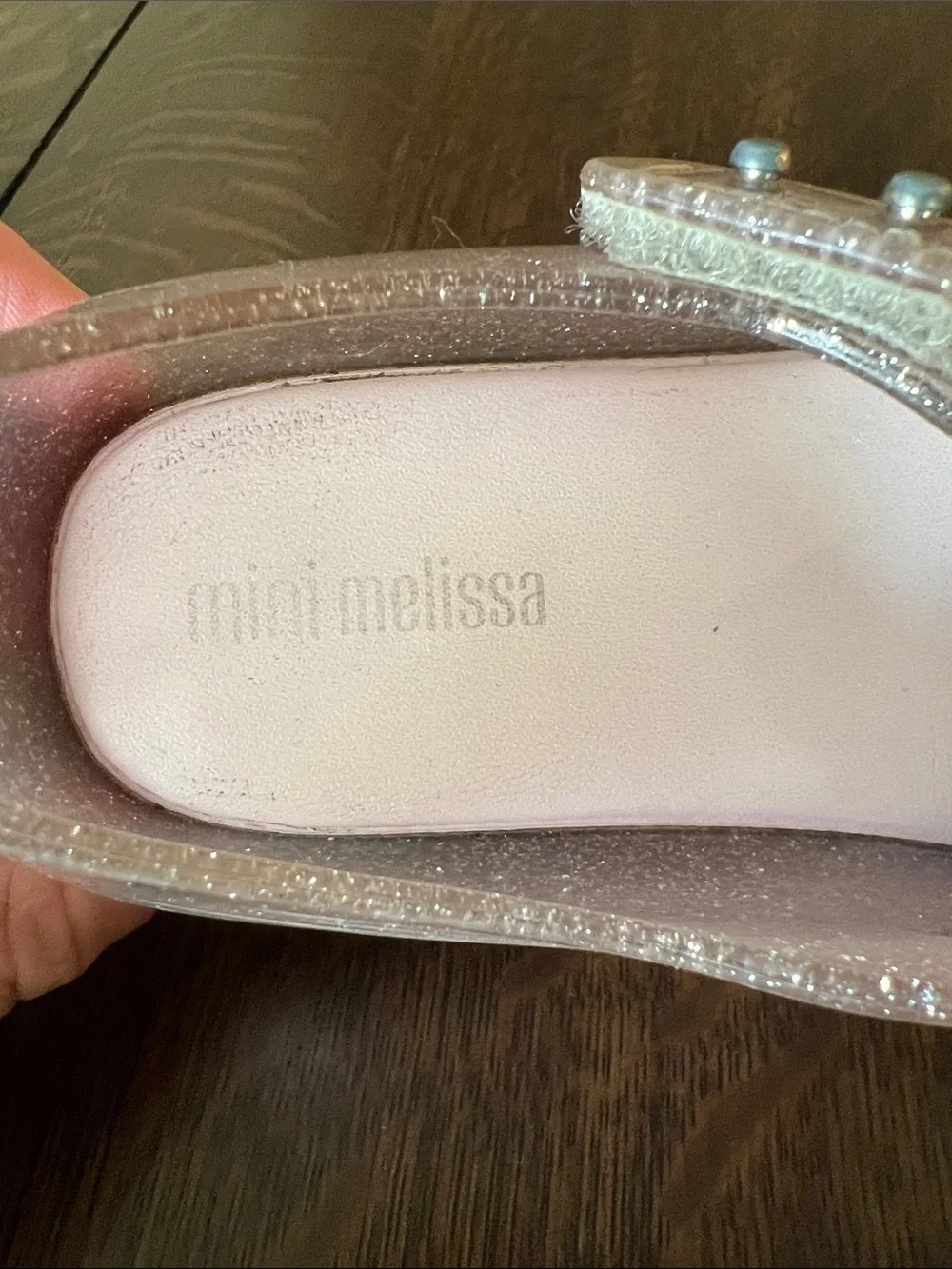 Mini Melissa Girls Glitter Mary Jane Shoes with Bow - Light Purple