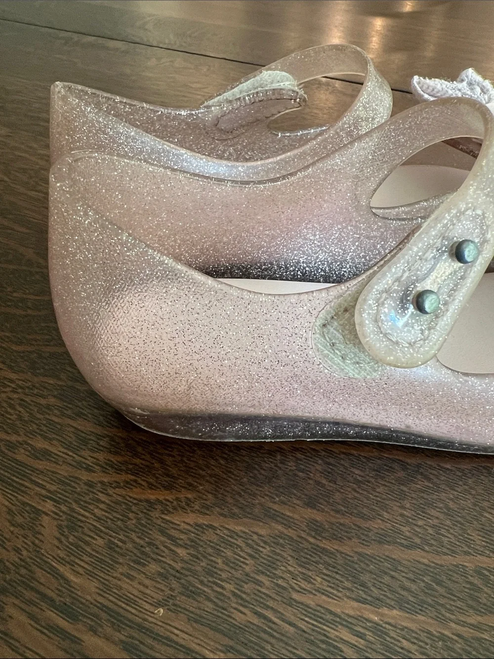 Mini Melissa Girls Glitter Mary Jane Shoes with Bow - Light Purple