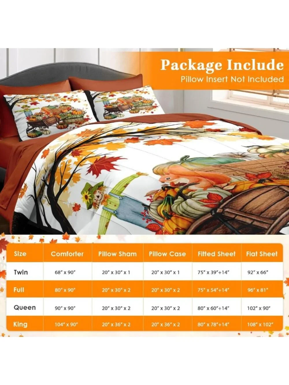 Cozy Queen Fall Comforter Set with Sheets, 7-Piece Farmhouse Bedding Ensemble