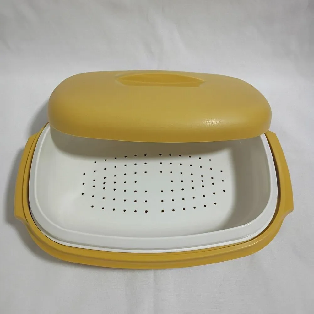 Vintage Tupperware Harvest Gold Steamer 3 Pc Set 1273 Retro 1970s Made In USA
