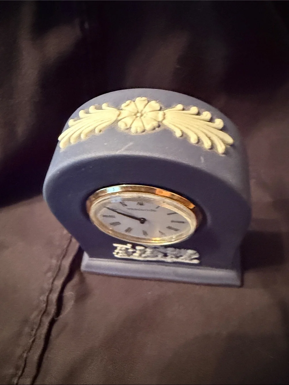 Wedgwood Blue Jasperware Clock with White Relief
