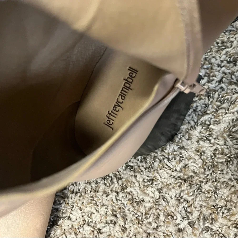 Jeffrey Campbell Dauphin Over The Knee Tan Boots Square Toe Platform Heel 8.5