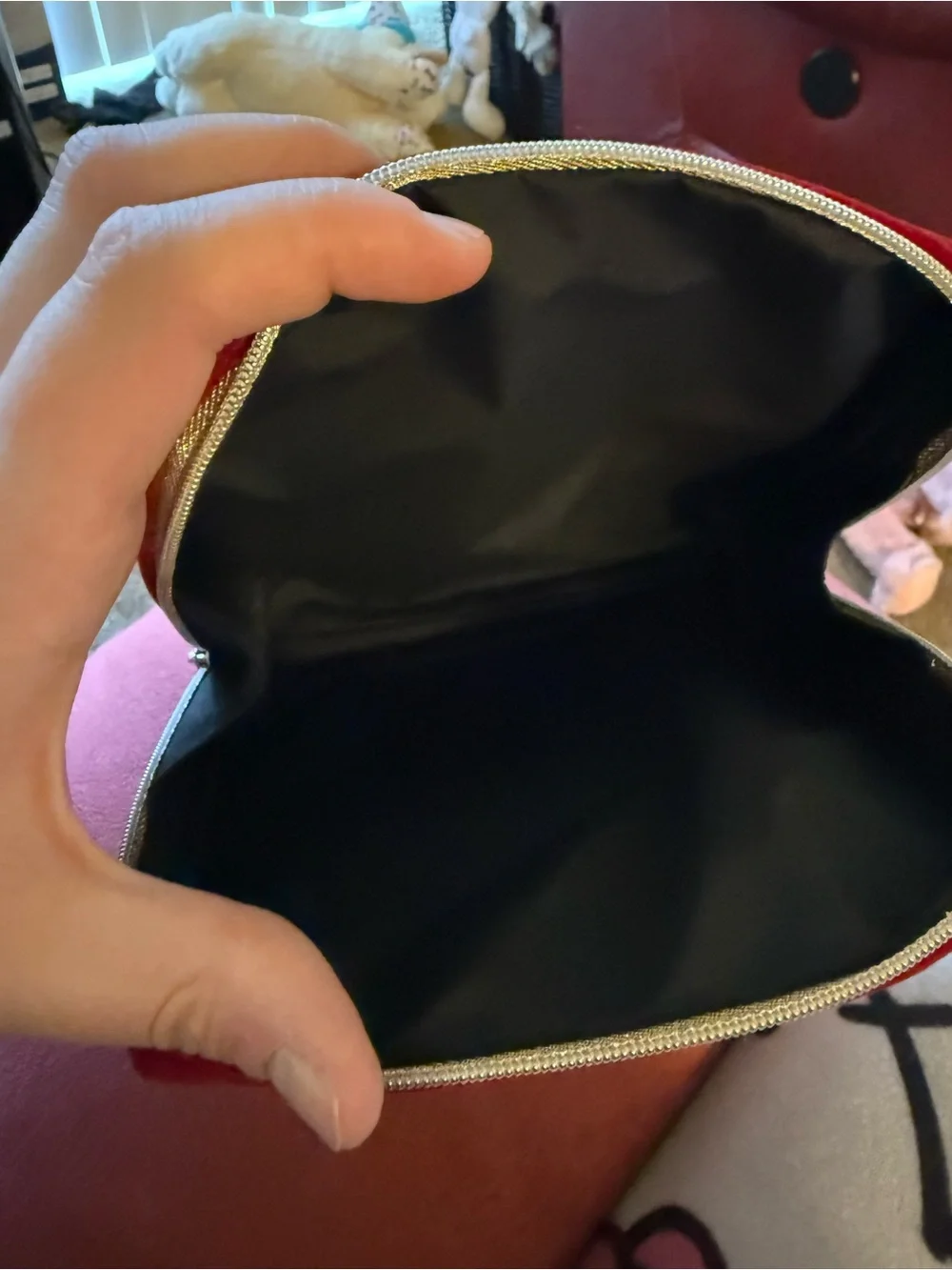 CHANEL Red Velvet Logo Cosmetic Case