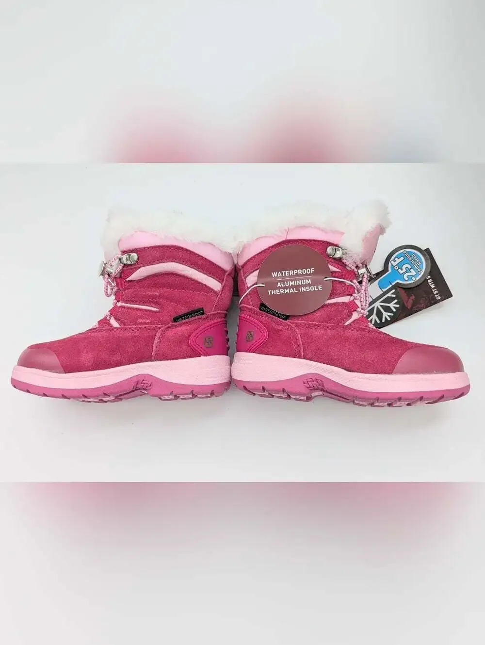 NWT Swiss Tech Girls' (Size9) Suede Waterproof Winter Snow Boots w/Faux Fur Cuff