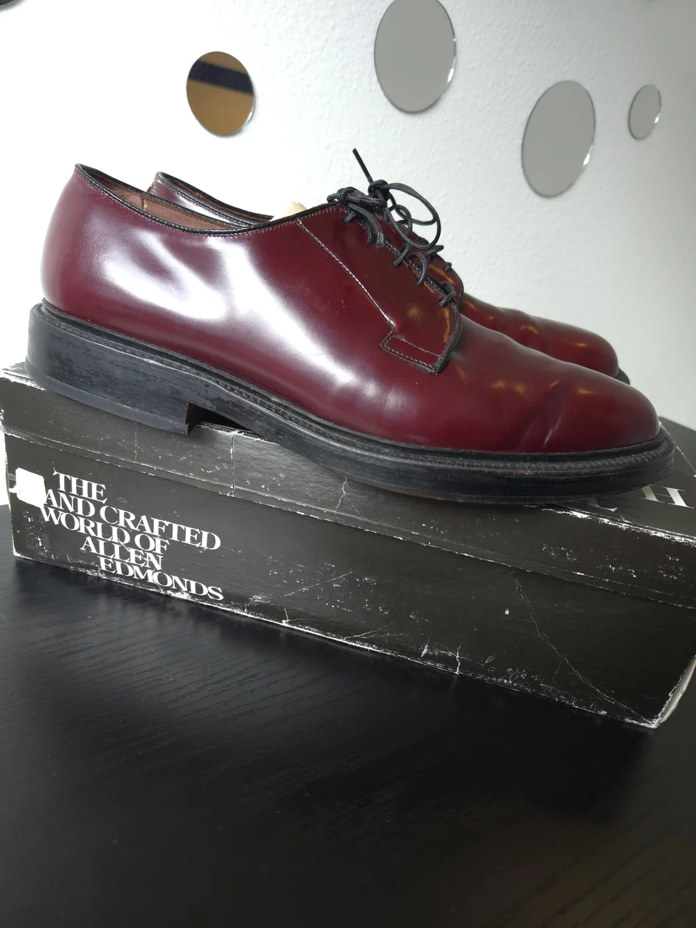 Allen Edmonds Men's 6115 Burgundy Leather Derby Oxfords Work Vintage Shoe 9.5