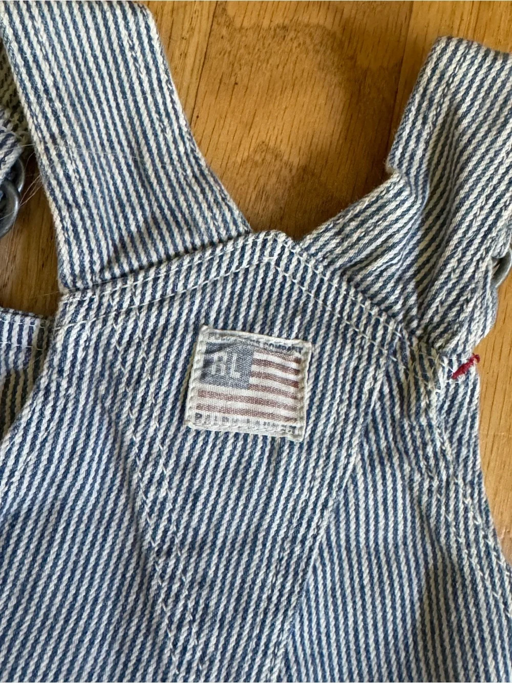 Polo jeans Ralph Lauren Childs Small Blue & White Striped overalls denim Dress