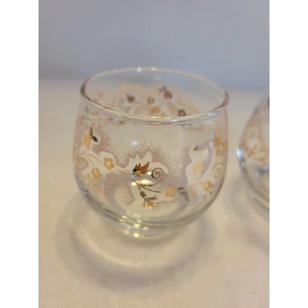 Vintage Glass Creamer and‎ Sugar Bowl Set Gold Pink Floral Filigree Frosted Lace