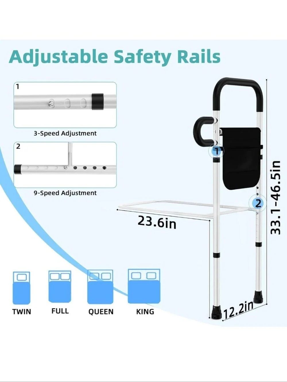 ZOLIQUEX Bed Rails for Elderly Adults Safety – Heavy Duty (330 lbs Capacity)