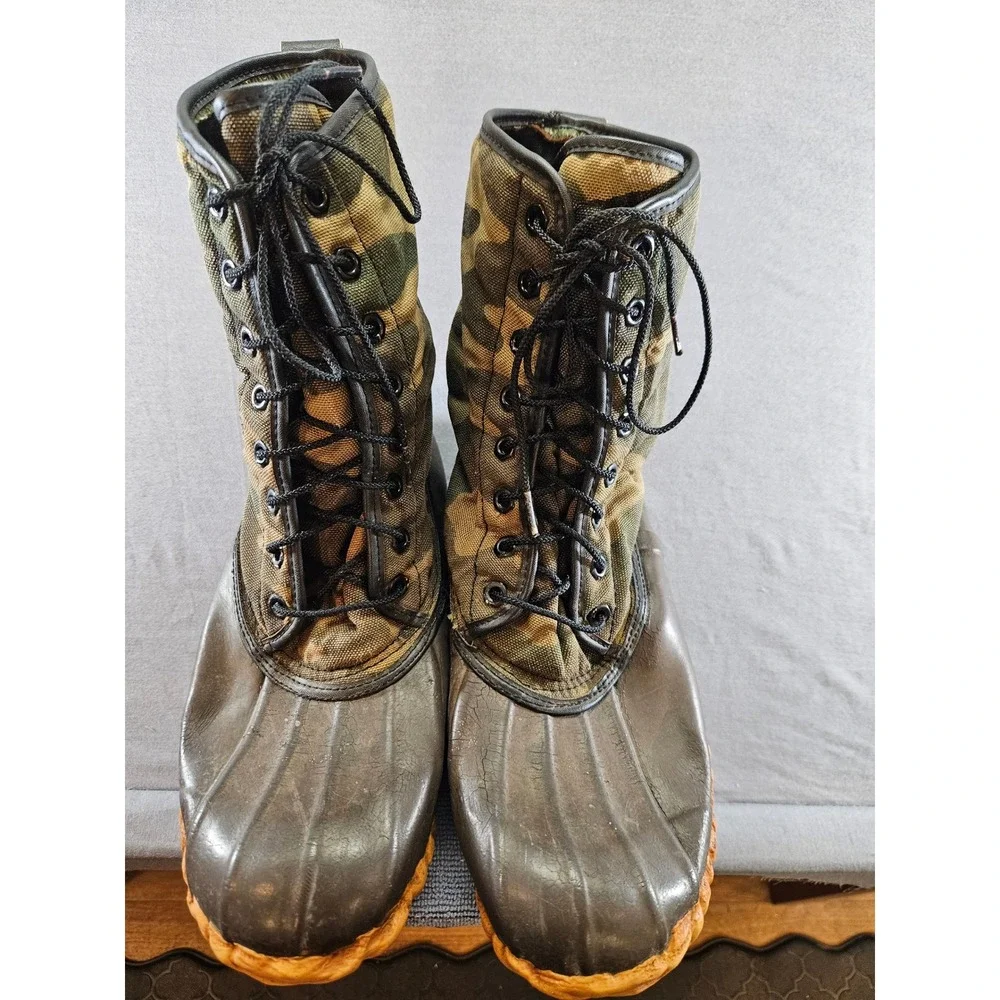 Herman Survivors Vintage Camo Duck Boots Mens 9 Steel Shank Rubber Hunting Work