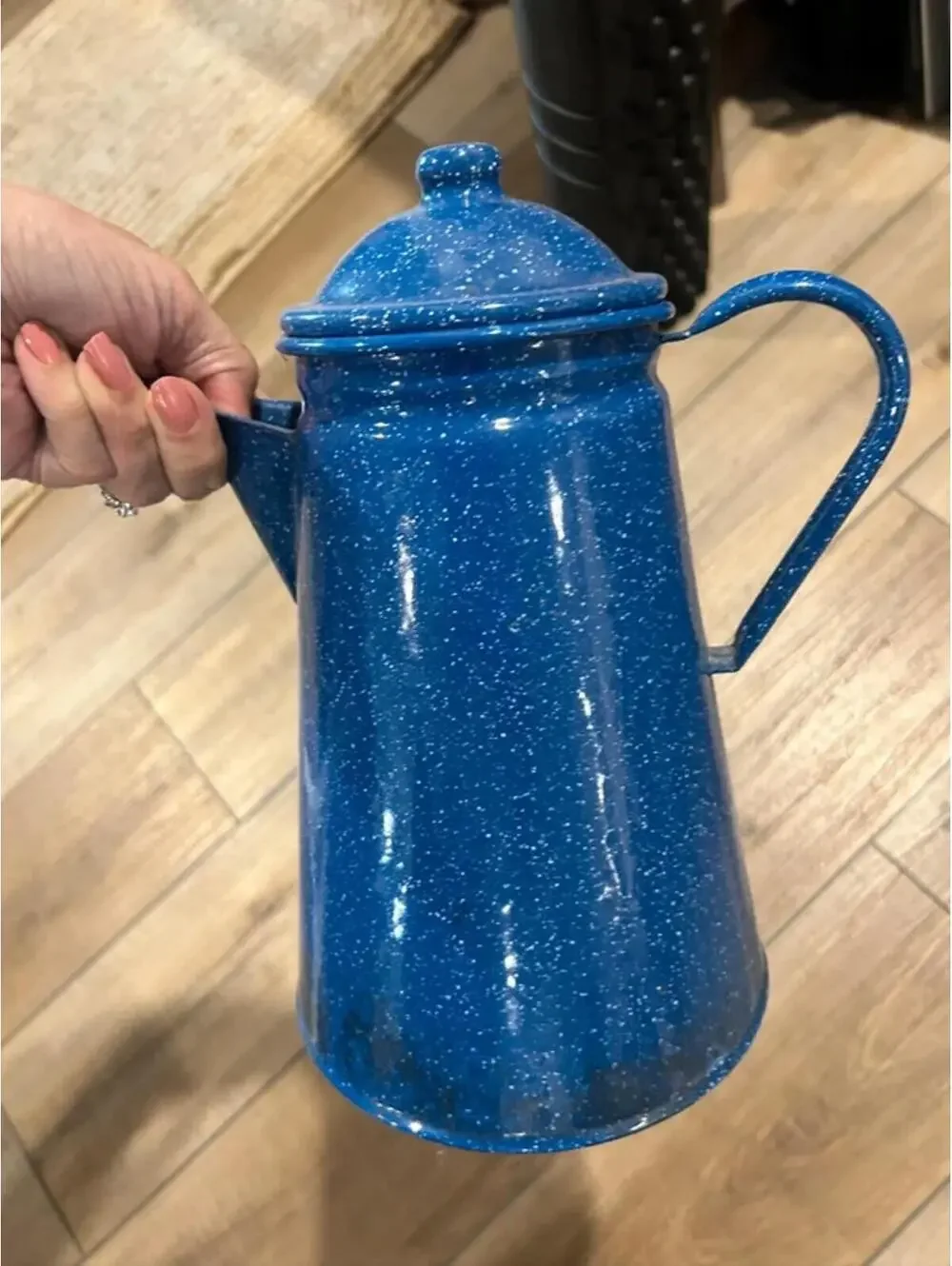 Blue enamel coffee pitcher pot