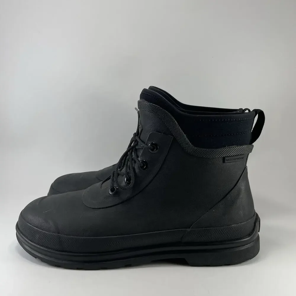 Muck Boots All Cast Lace Up Duck Boot Black Waterproof Neoprene Mens Size 11