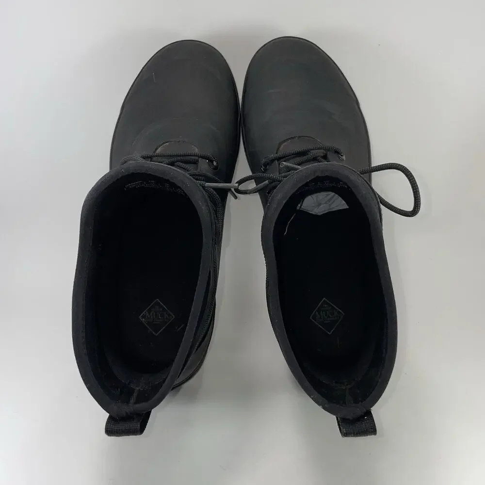 Muck Boots All Cast Lace Up Duck Boot Black Waterproof Neoprene Mens Size 11