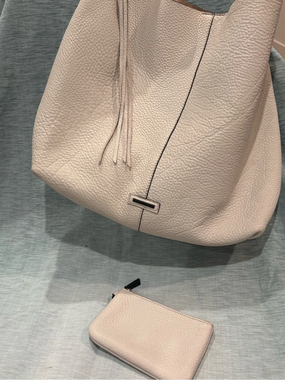 Rebecca Minkoff  Cream Leather Shoulder Hobo Bag and wallet