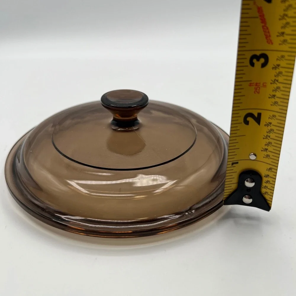 Pyrex Visions Amber Glass Lid P-81-C Replacement 6.25 Inch Brown Smoke Tint