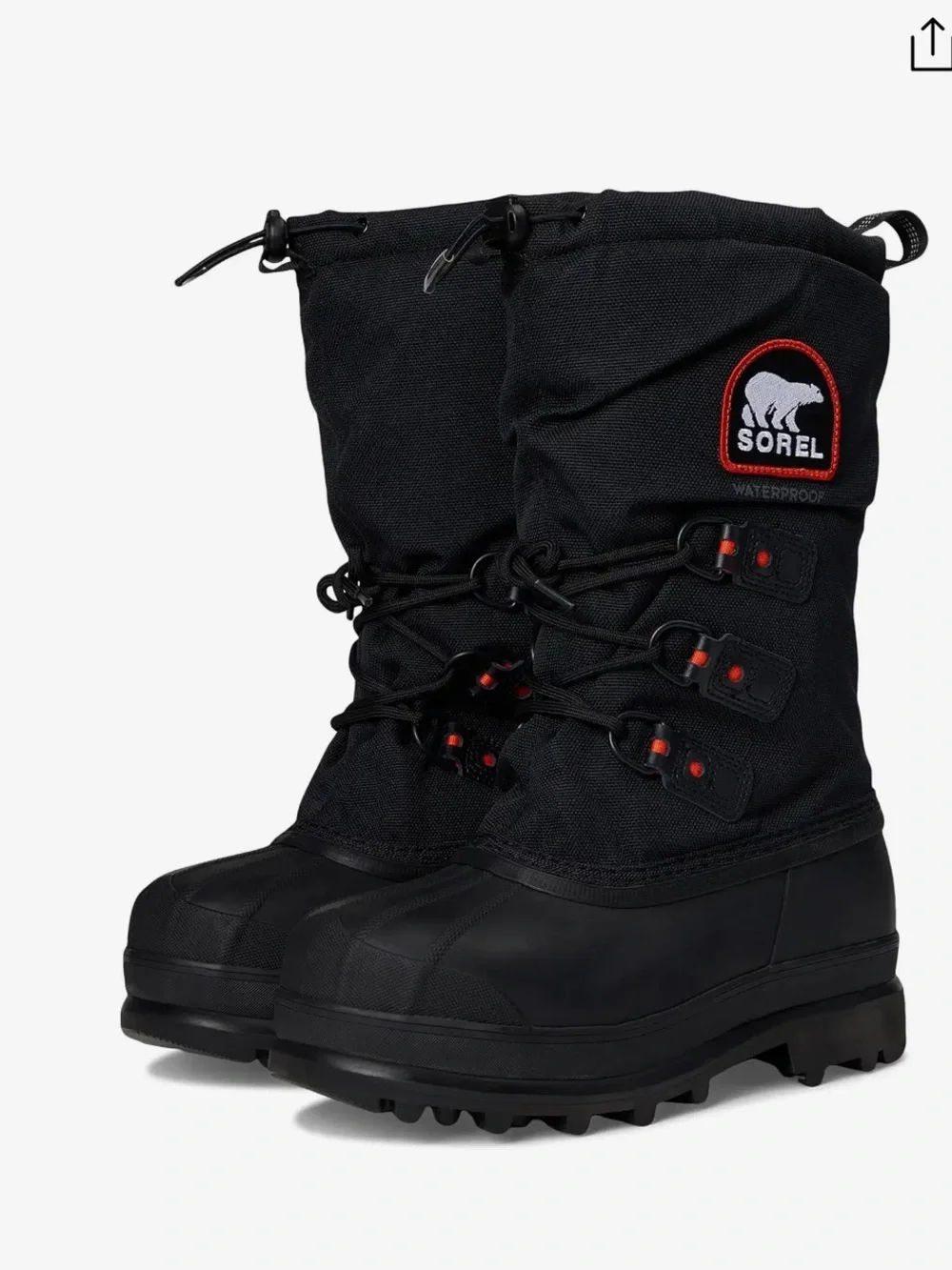 Sorel Men's Black Tall Waterproof Snow Boots with Red Accents