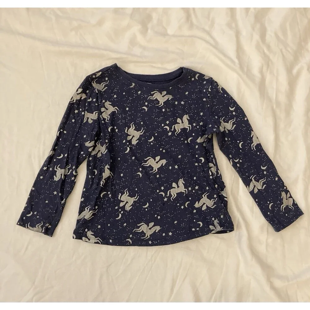 5T Old Navy girl clothes - one piece long sleeve top | unicorn & sky theme