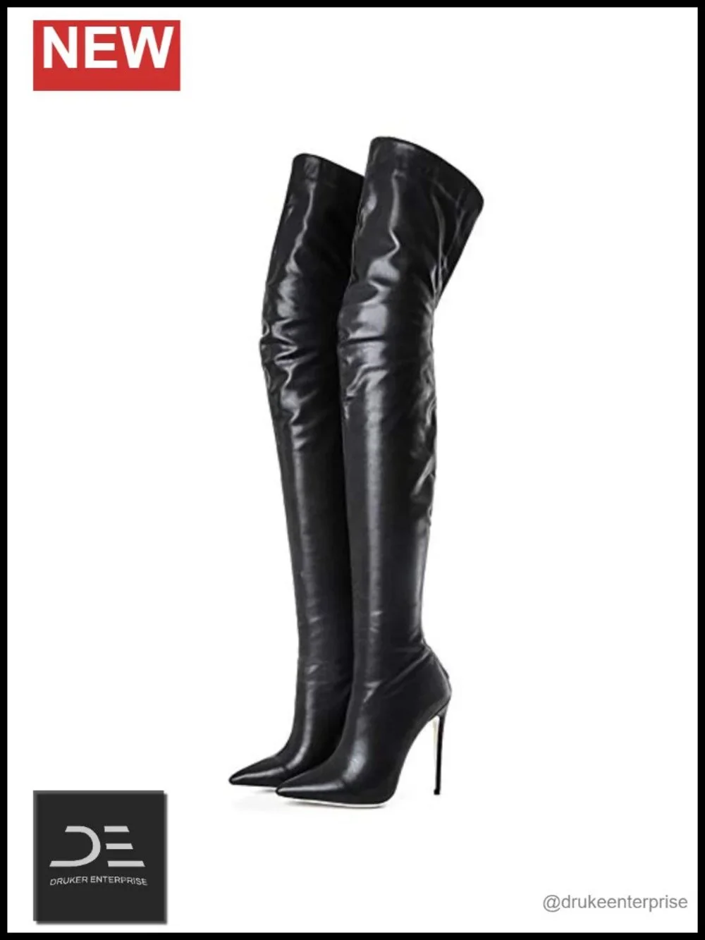 Women's Thigh High Boots Over the Knee Stiletto Heels PU Leather Zip