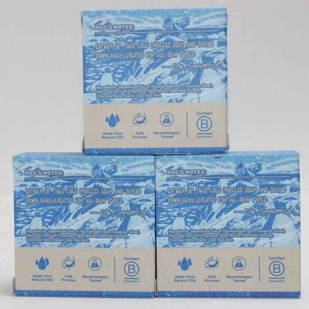 Dr Squatch Polar Rush Soap 3 Pack‎ Limited Edition Menthol Pumice Heavy Grit