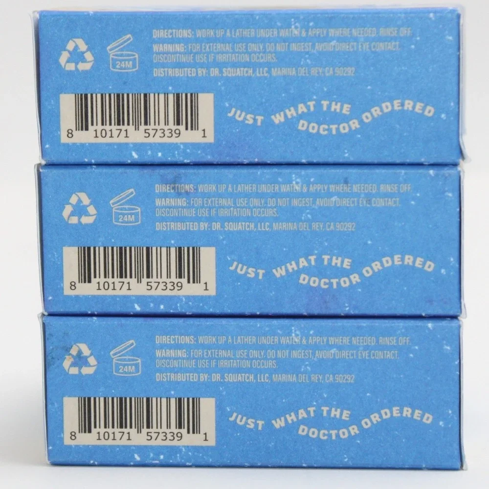 Dr Squatch Polar Rush Soap 3 Pack‎ Limited Edition Menthol Pumice Heavy Grit