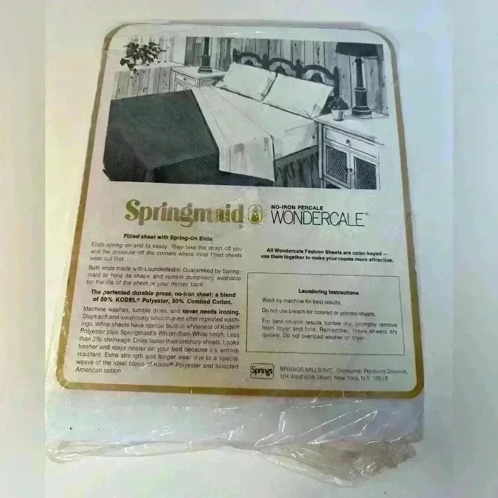 Springmade Wondercale White‎ Double Flat Sheet - No Iron - Vintage