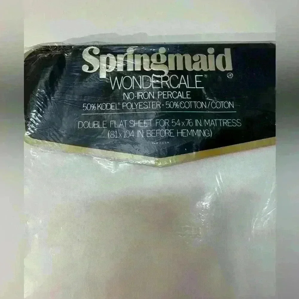 Springmade Wondercale White‎ Double Flat Sheet - No Iron - Vintage