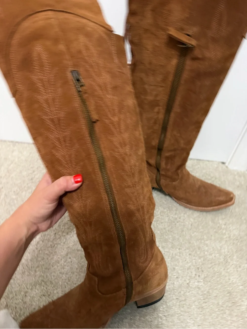Lane boots Women’s Tall Suede cowgirl lace up Boots - camel