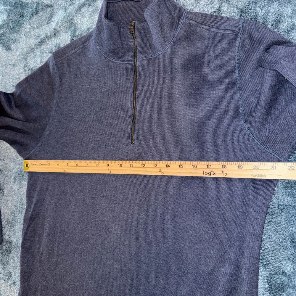 Banana Republic Mens Quarter Zip Pullover Medium Navy Blue 100% Cotton