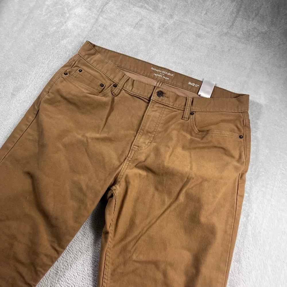 Banana Republic Travel Jeans Mens 36x32 Slim Fit Brown Earth Tone 5-Pocket Pants