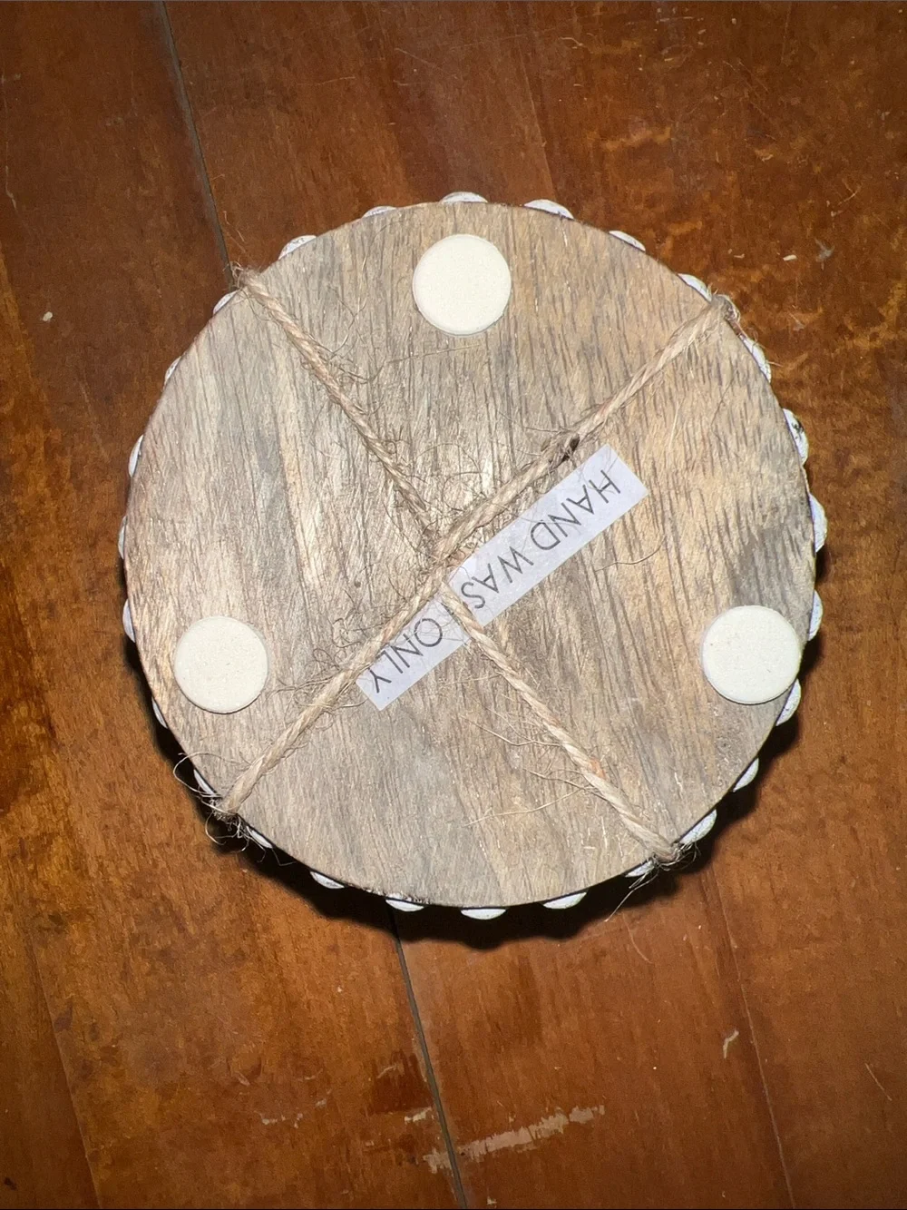Mary Square coaster includes twine