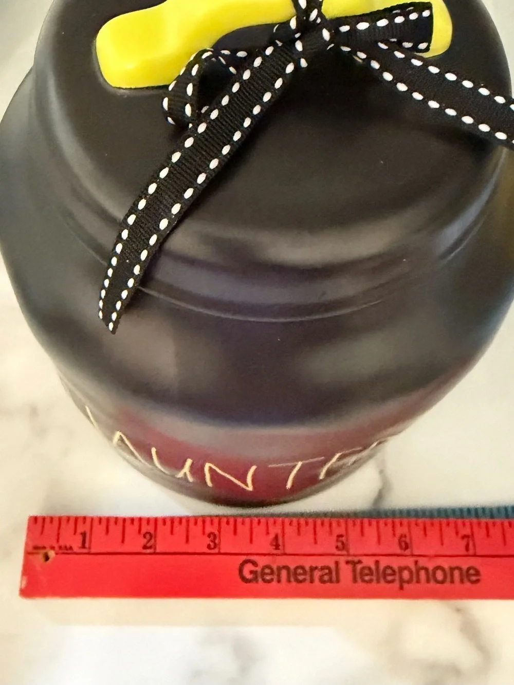 Rae Dunn Black Halloween Jar with Yellow Lettering