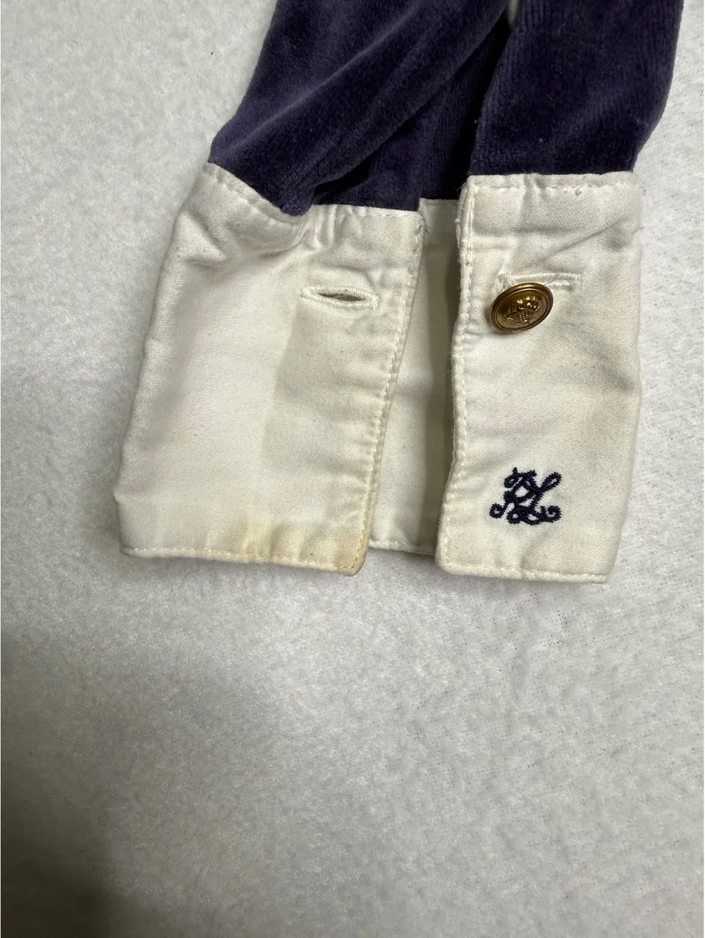 Ralph Lauren Girls Size 6 Navy Velour Dress Cream Collar Long Sleeve