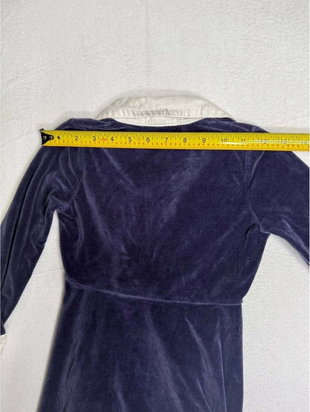 Ralph Lauren Girls Size 6 Navy Velour Dress Cream Collar Long Sleeve