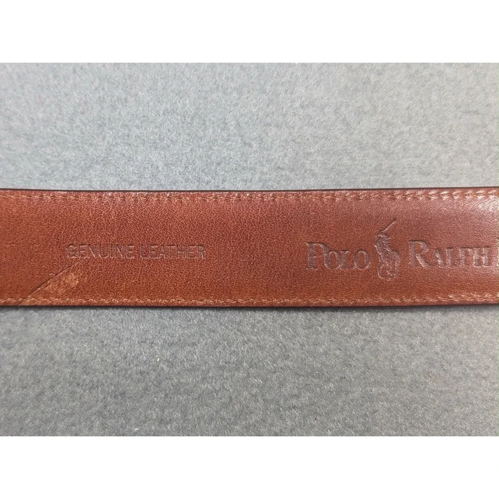 Vintage Polo Ralph Lauren Mens Croc Embossed Brown Leather Belt Sz 44