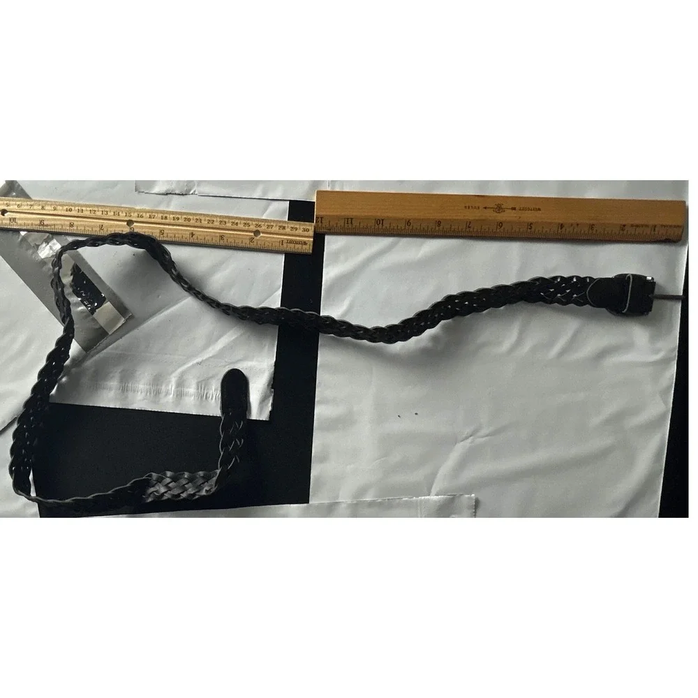 Black Braided Leather Belt Unisex Casual Fashion‎ Accessory