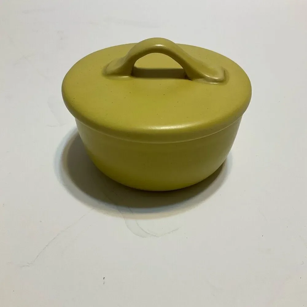 Crate & Barrel Creamer and Sugar Bowl. Signed B. Eigen. Pea green