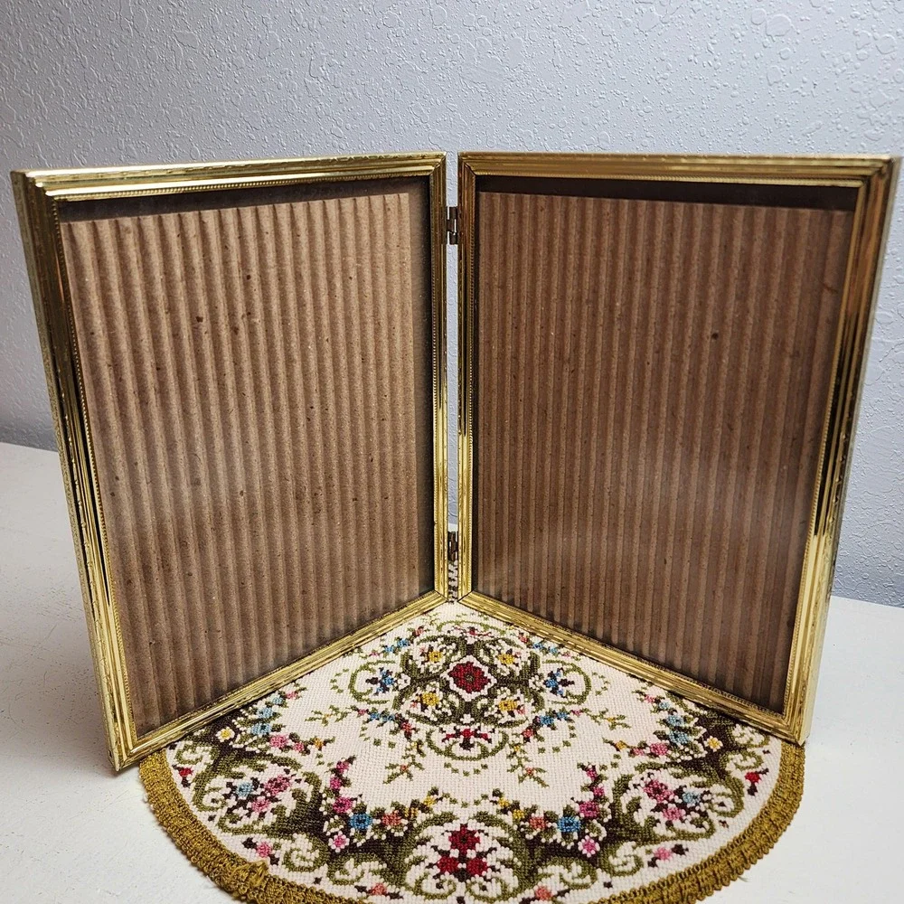 Vintage Dual Hinged‎ Metal Gold Frames, 8x10 inch photo slots