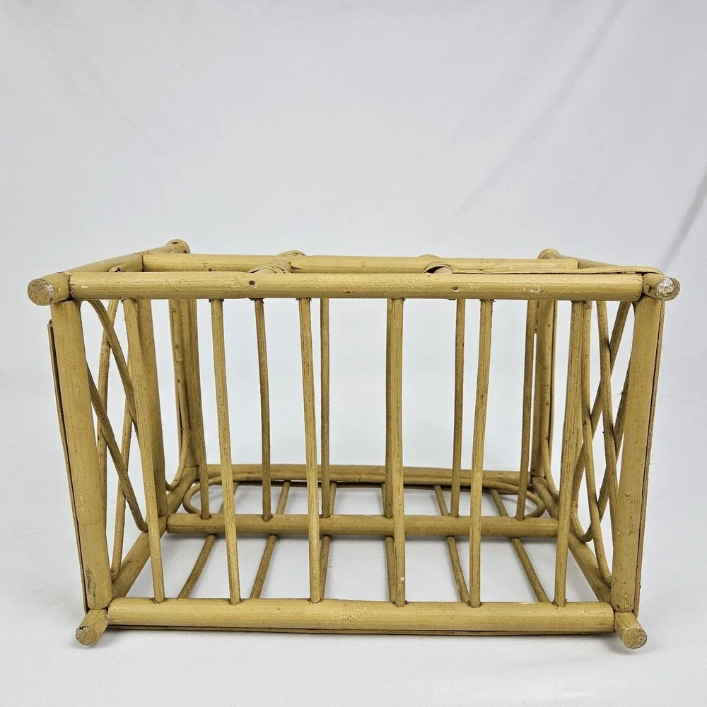 Bamboo Rattan Wine Rack Stand Bottle Storage Bohemian Mid-Century Modern