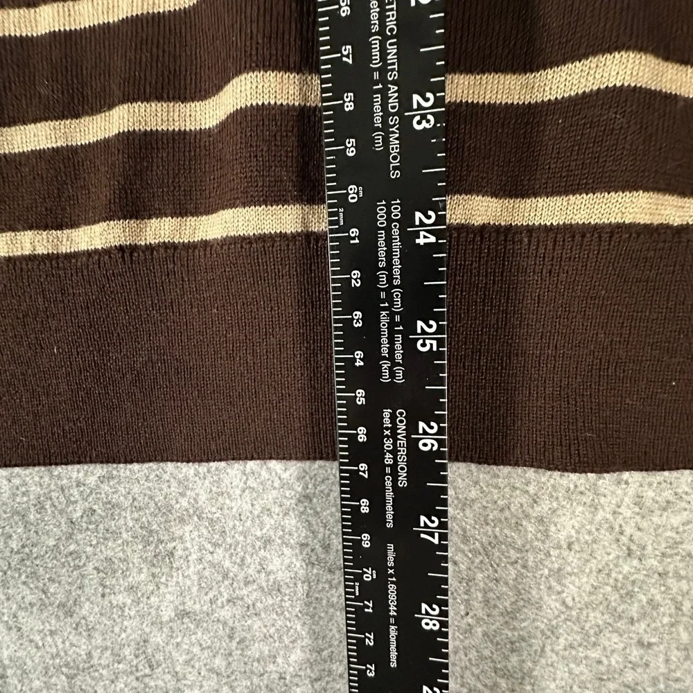 Banana Republic Sweater Medium Brown Mens Striped Merino Wool Crewneck