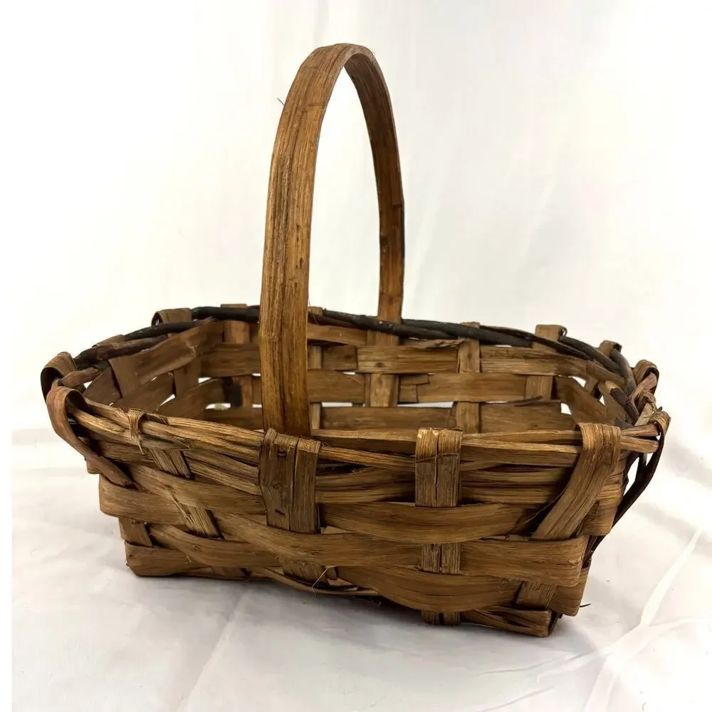 Primitive Split Oak Farmhouse‎ Gathering Woven Basket Made in Italy 16
