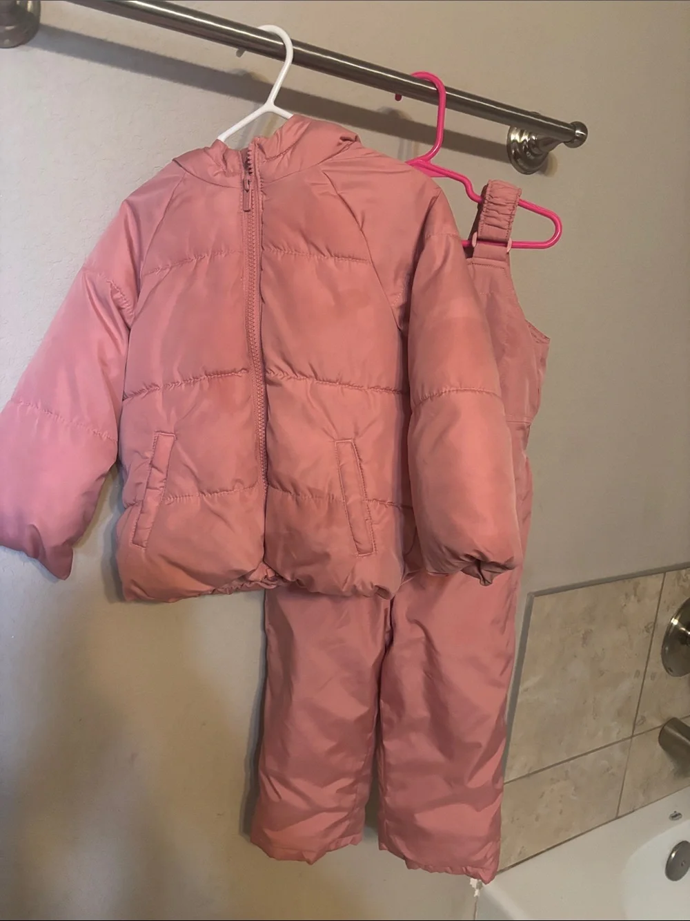 Old Navy Pink Kids Puffer Jacket and Snow Bib Set