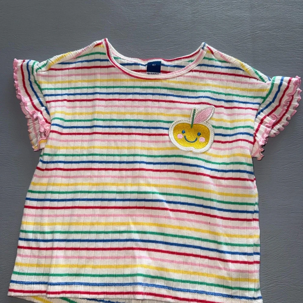 Old Navy‎ Multicolor Striped Tee with Apple Patch