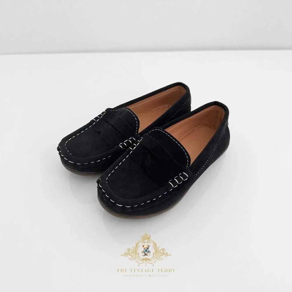 NWT Handsome Boys Vintage Style Classic Loafers Cute Children's Shoes Black 11