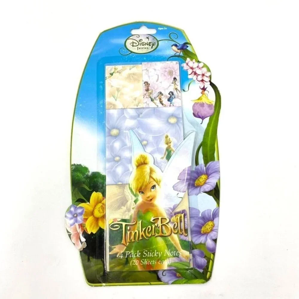 Disney Fairies Tinker Bell Set Sticky Notes Glitter Tattoos Color Pencils