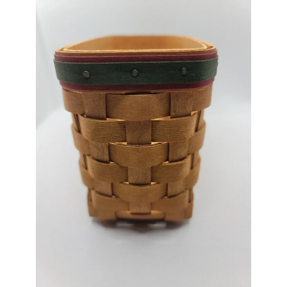 Longaberger 2004 Holiday Helper Basket Set Green Liner Protector Napkins Cards