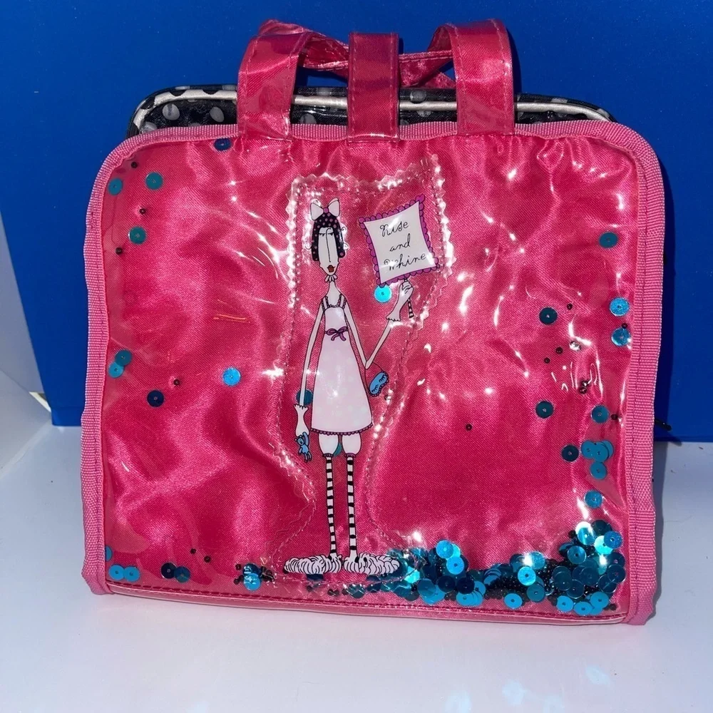 Dolly Mama Pink Satin & Sequin Makeup/Jewelry Case