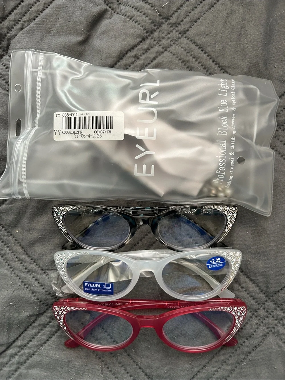 Cat-Eye Blue Light Glasses - Black, White, Red