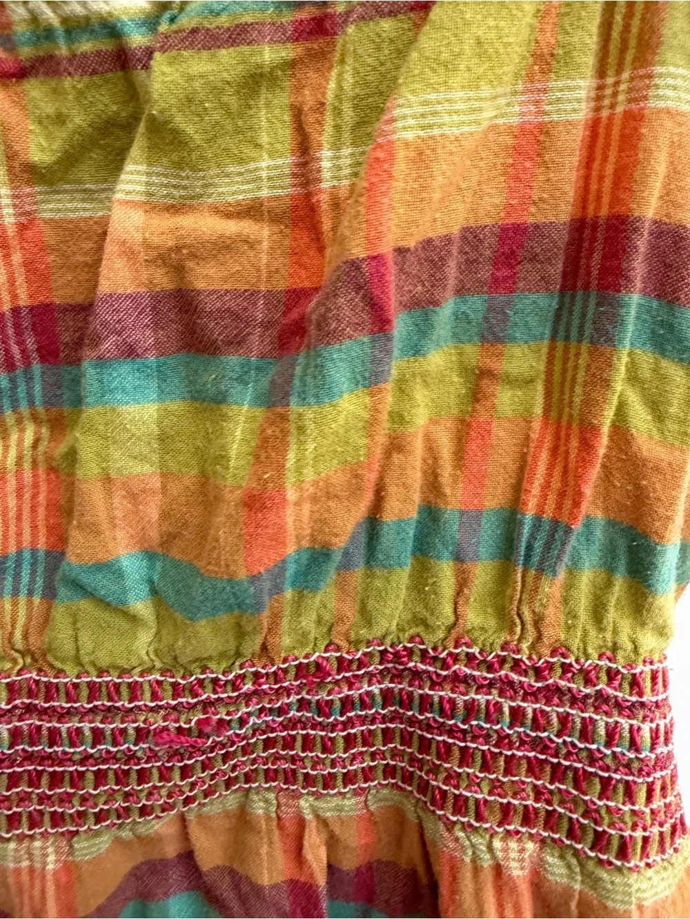 Old Navy 4T Girls Multicolor Plaid Sleeveless Tank Top Blouse Green Orange