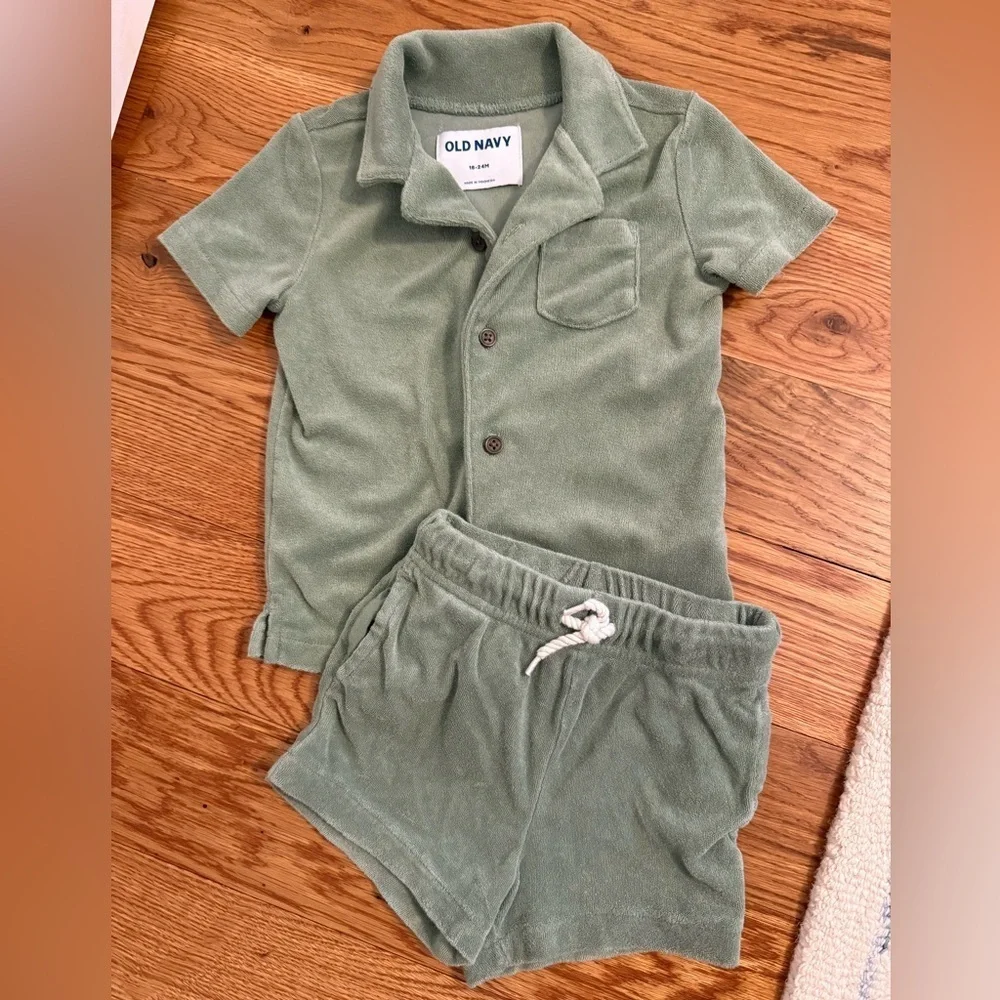 Short-Sleeve Loop-Terry Shirt and Shorts Set for Toddler Boys size 18-24 months
